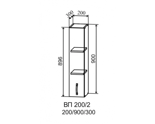 Шкаф верхний Скала ВП 200 (Гранит Грей/Серый/правый/высокий)
