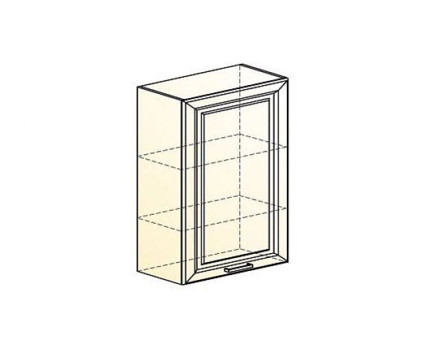Атланта Шкаф навесной L600 Н900 (1 дв. гл.) (эмаль) (Белый/Белый глянец патина золото)