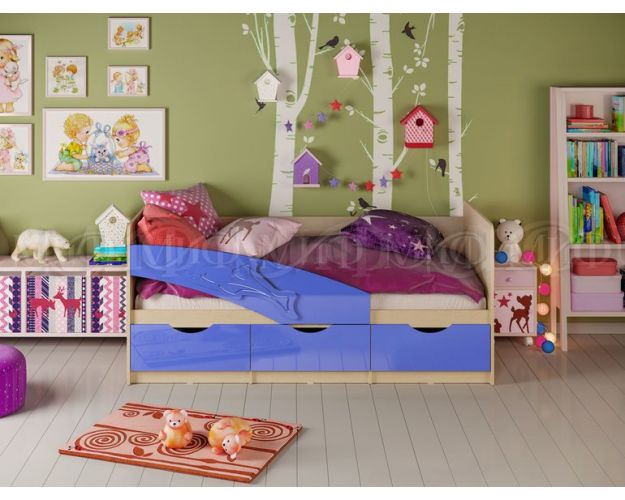 Кровать детская 1,8м Дельфин (Синий металлик)