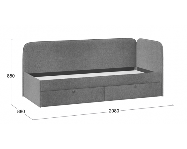 Кровать «Молли» с мягкой обивкой (900) тип 1 (Микровелюр Scandi Graphite 22)